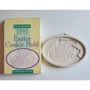 Longaberger Pottery Easter 1995 Cookie Chocolate Mold Grandpa Bunny Herbie